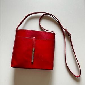 Italian Vera Pelle Leather Red Crossbody Bag